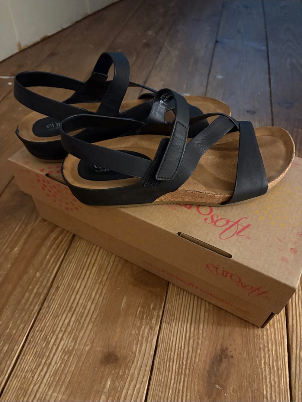 EuroSoft Women's Black Strappy Comfort Sandals